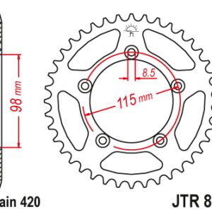JT tagumine alumiiniumist hammasratas 7075 T6 JTA894.46BLK must