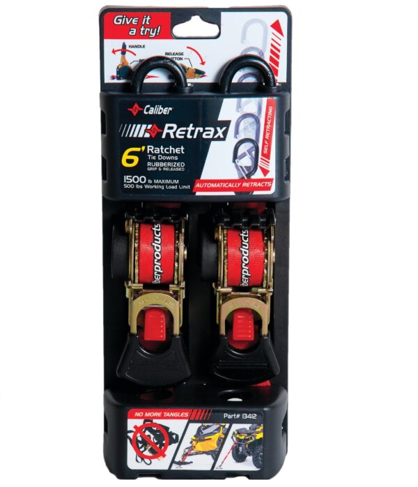 Caliber Retrax 6' iserulluv kinnitusrihma komplekt (2 tk)