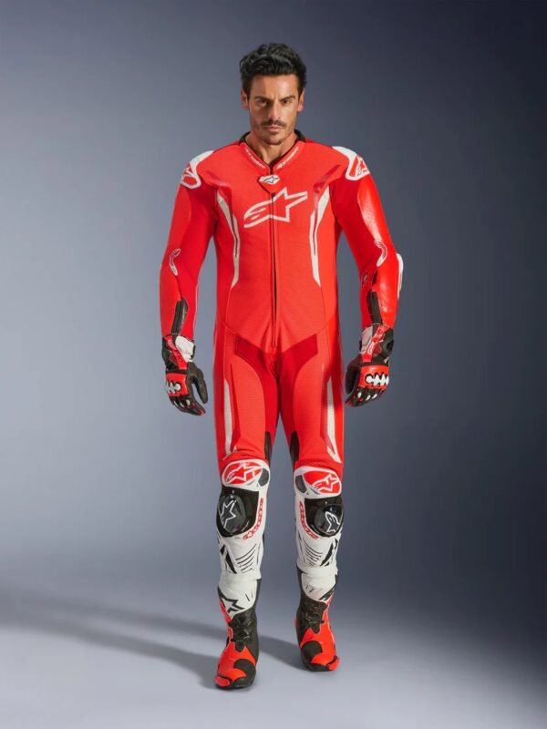 Alpinestars nahkne komplekt 1-osaline GP Tech v5 Fluo Punane/Valge, 50