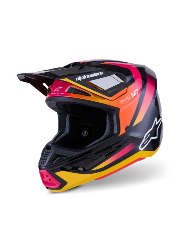 Alpinestars kiiver S-M7 Rise Black/Yellow/Pink, L