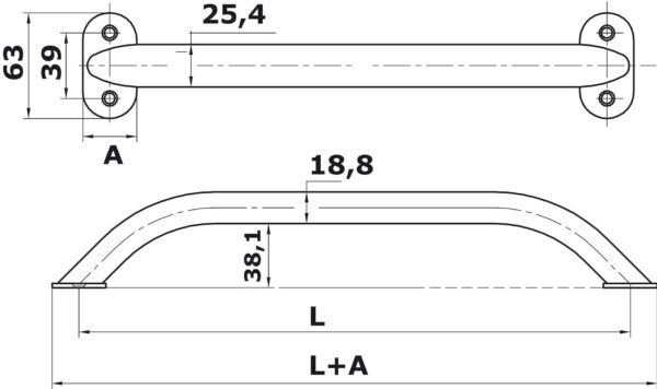 Roostevabast terasest käsipuu 450mm pikendus-kruvid