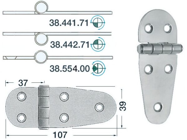 SS hing 107x39 mm