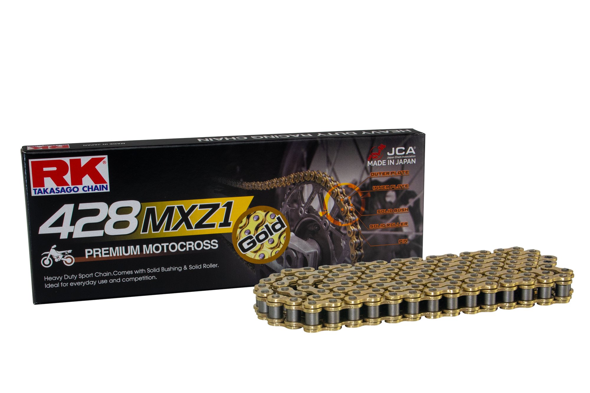 RK GB428MXZ1 offroad/tänava kett Gold +CL (Connect.link)
