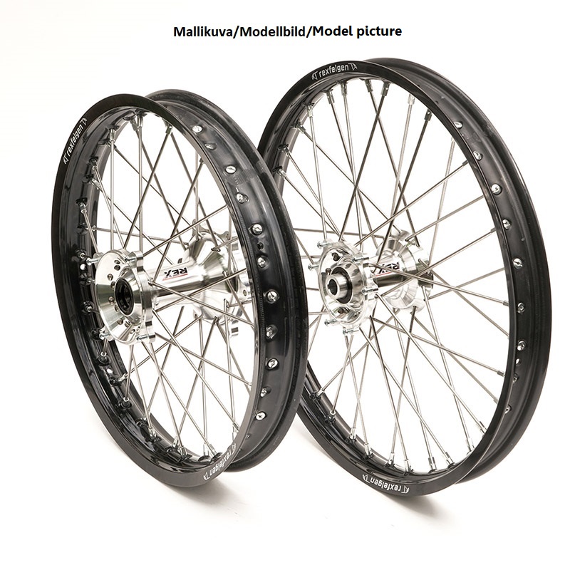 REX WHEELS 21-1,60 KTM EXC 16- /SX-F 15- /TC&FC 15- must velg/ hõbedane rumm 22MM