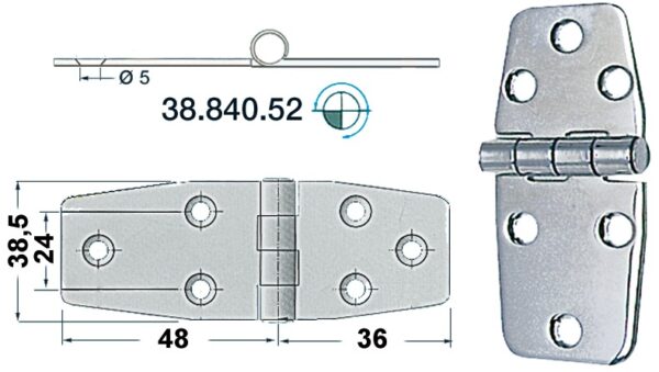 Roostevabast terasest hing 88x38 mm
