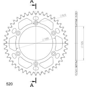 Supersprox tagumine hammasratas alu RAL-990:45 must