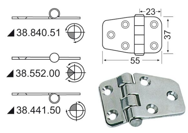 Roostevabast terasest hing 55x37 mm
