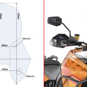 Givi spetsiifiline ekraan läbipaistev 37 x 41 cm 1190 Adventure / Adventure R (13)