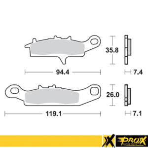 ProX esimesed piduriklotsid KFX450R '08-14 (vasak) + KVF650 Brute Fo