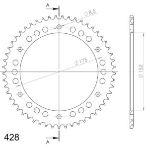 Supersprox Alu tagumine hammasratas YA WR125 sinine 53
