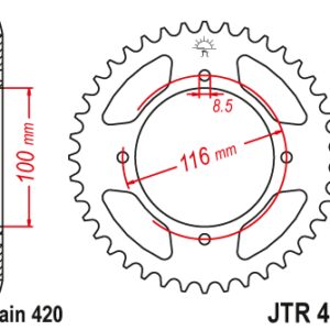 JT tagumine alumiiniumist hammasratas 7075 T6 must JTA461.50BLK