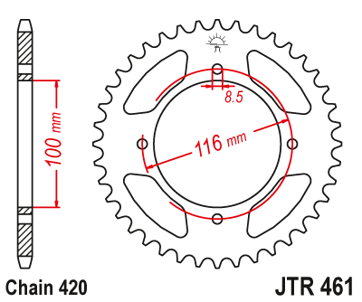 JT tagumine alumiiniumist hammasratas 7075 T6 must JTA461.50BLK