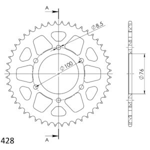 Supersprox alumiiniumist tagumine hammasratas YA YZF-R125 punane 48