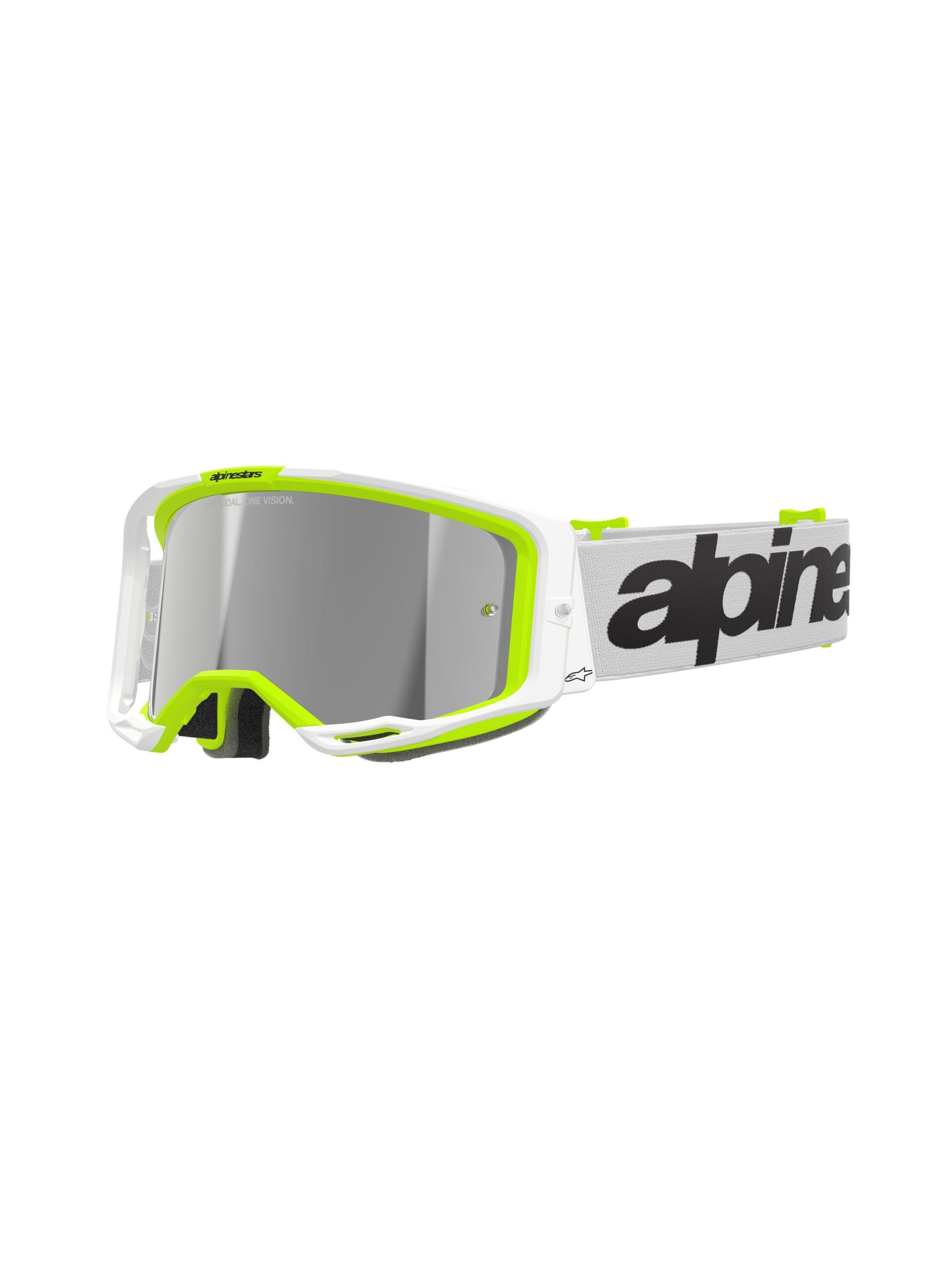 Alpinestars prillid Vision 8 WORDMARK valge/kollane FLUO, peegel SILVER